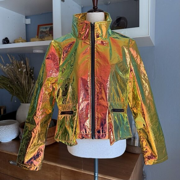 Jaded London Copper Holographic Cropped Jacket & Mini Skirt Set Sz L - Picture 2 of 11
